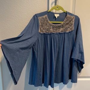 Anthropologie sequin cotton blouse